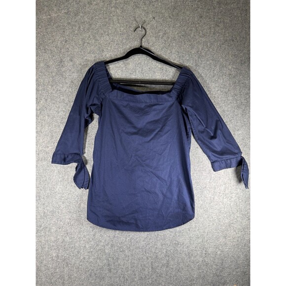 Banana Republic Top Women Small Blue Off The Shoulder Cotton Career Office - Picture 1 of 8